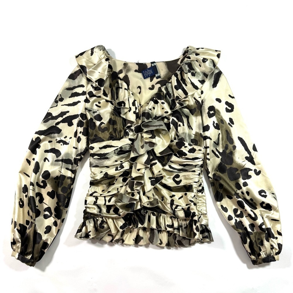 Boston Proper Leopard Print Blouse Button Front R… - image 1